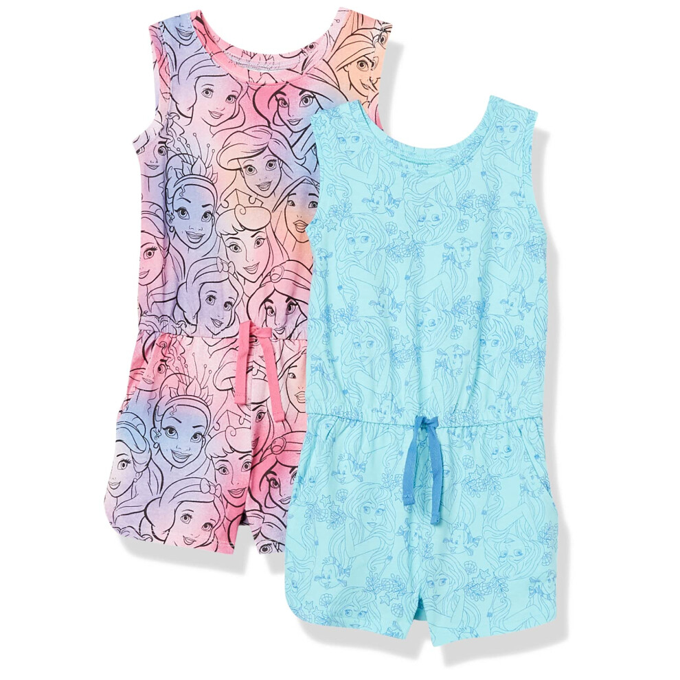 Amazon Essentials Disney Marvel Star Wars Frozen girls Knit Sleeveless Rompers (Previously Spotted Zebra)  Pack of 2  PrincessFriendship  Large