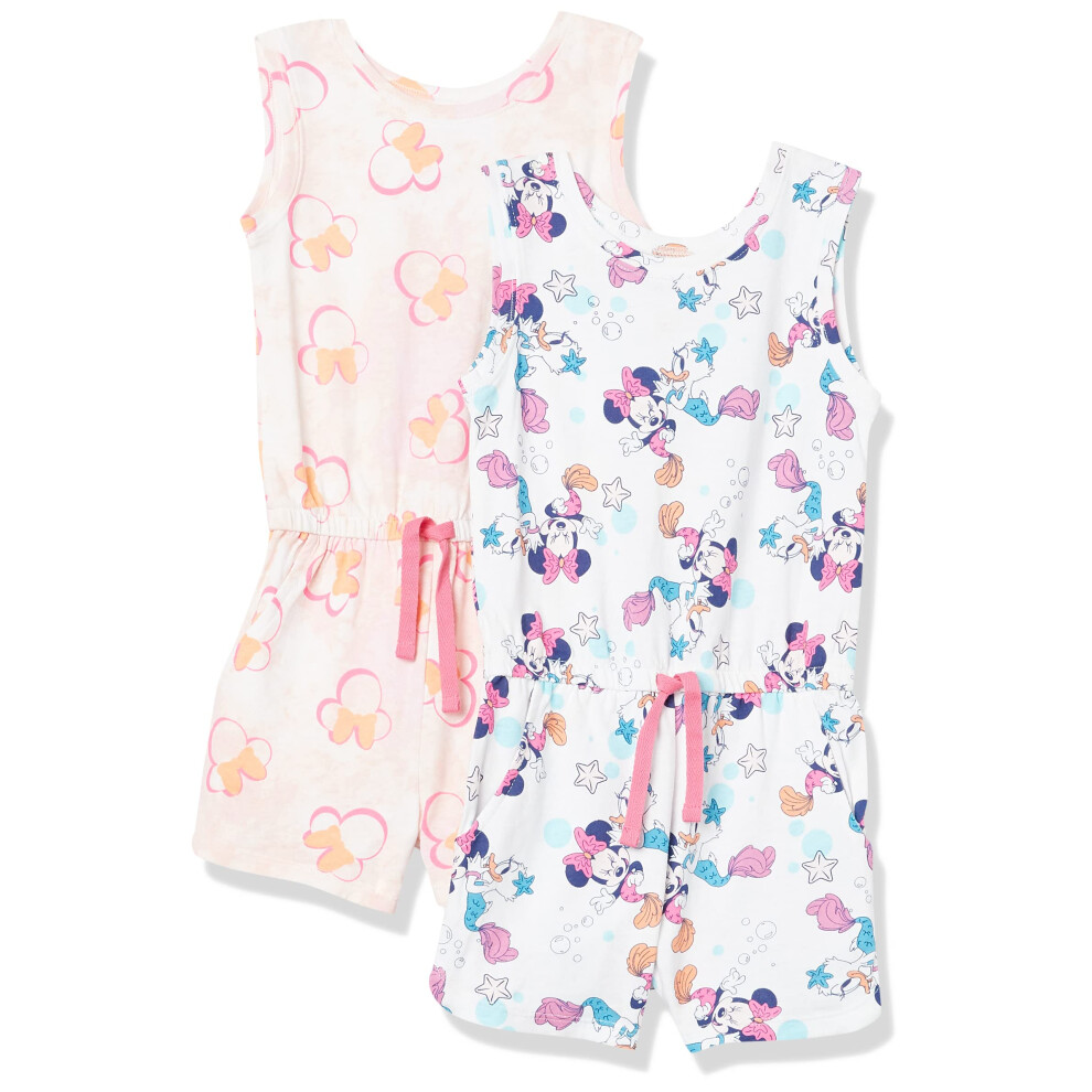 Amazon Essentials Disney Marvel Star Wars Frozen Princess girls Knit Sleeveless Rompers (Previously Spotted Zebra)  Pack of 2  MinnieBeach  XX-Large