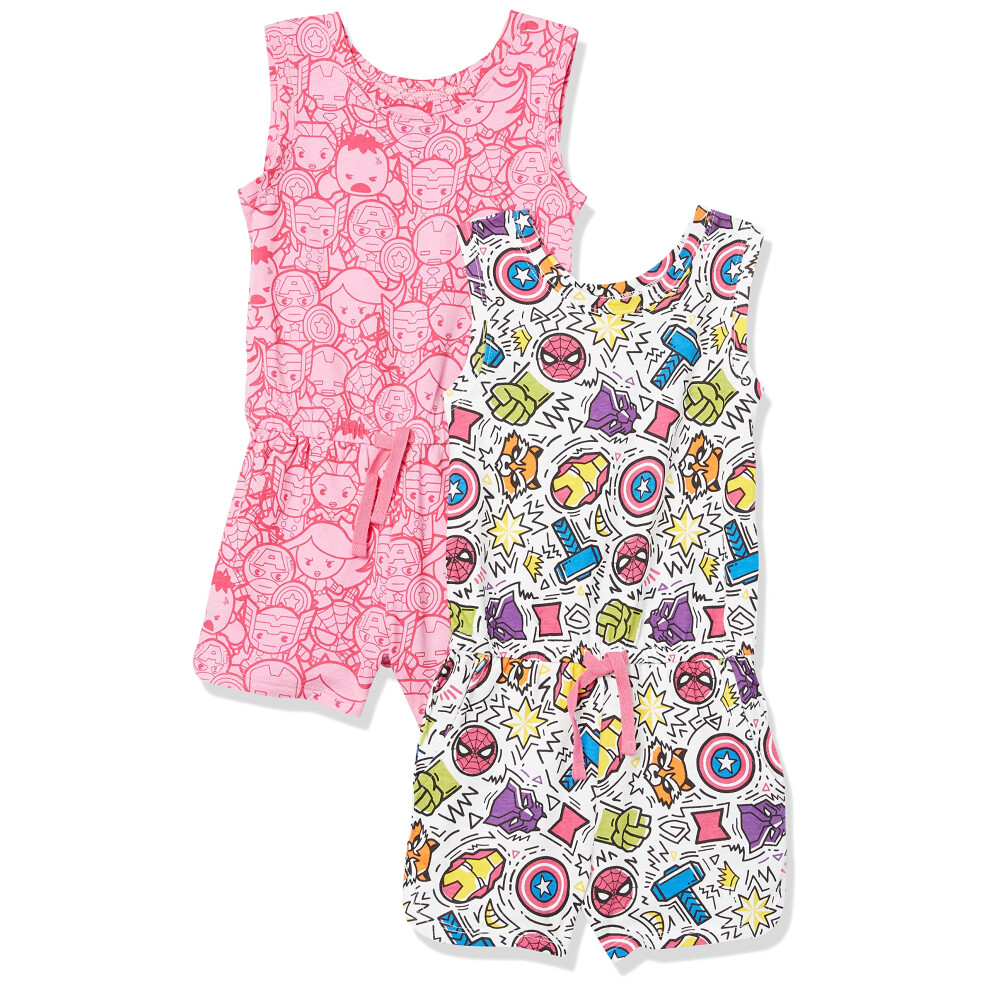Amazon Essentials Disney Star Wars Frozen Princess girls Knit Sleeveless Rompers (Previously Spotted Zebra)  Pack of 2  Pink  Marvel  XX-Large