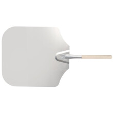 Pala para pizza de aluminio de 16' x 18' con mango de madera de 12' 3016, 30 pulgadas, color plateado