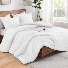 Andency White Twin Size Comforter Set 2 Pieces Boho Solid Modern Bedding Comforters & Sets All Season Soft Lightweight Fluffy Bed Set for Kids Gir
