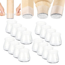 Protezioni per gambe di sedie Aneaseit - 1 1/2"""" x 16 pezzi trasparenti - Cuscinetti in silicone con fondo in feltro per pavimenti in legno e pie