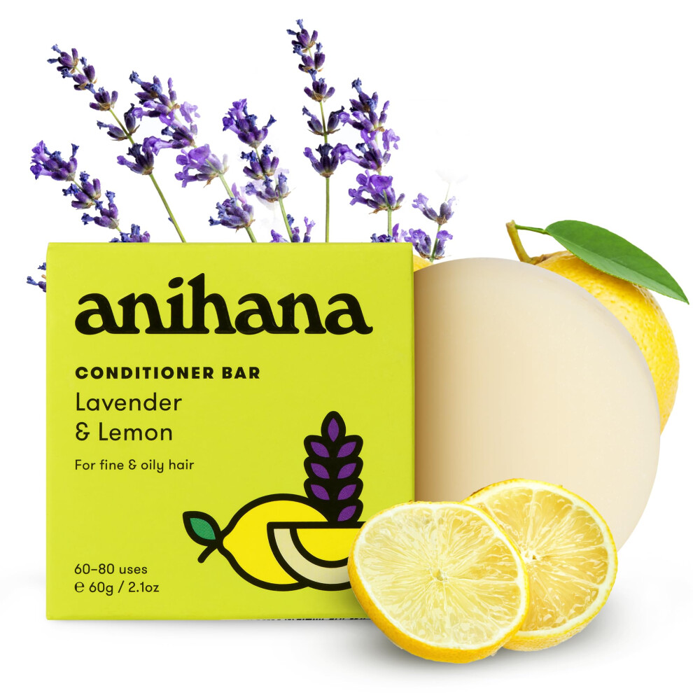 Anihana Lavender Conditioner Bar For Thin Fine Oily Hair Gives Hair Volume & Body Natural Healthy Look And Shine Paraben Free And Lemon 2.1 Oz