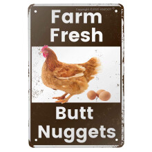 ANJOOY Vintage Metal Blikskilt - Farm Fresh Butt Nuggets - Kyllinge?g Salg Marked Farm?arn Badev?relse?ardr?hemed?ifts Rustik plakatkunst Retro D