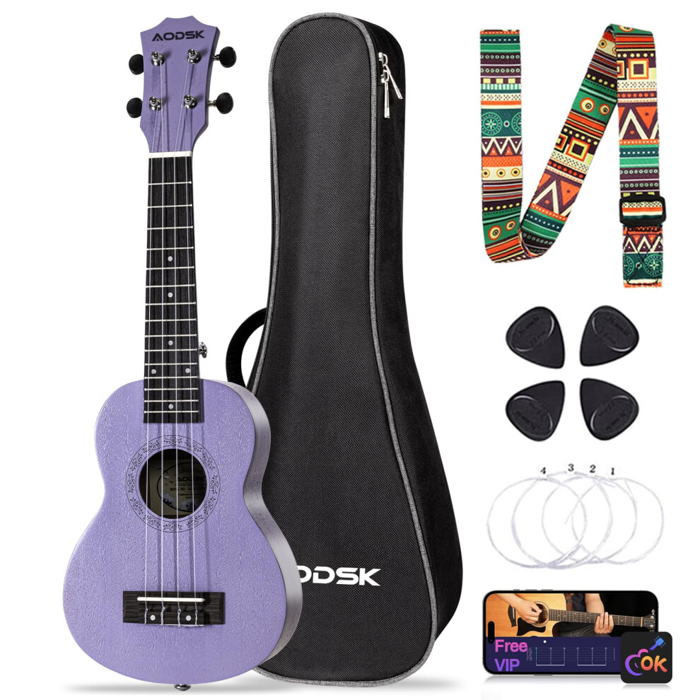 Aodsk Ukulele Per Principianti, Kit Di Base Con Borsa Da Concerto Inclusa, Tracolla A Quattro Corde, Ukulele Soprano Acustico Professionale In Legno Hawaiano Per Bambini E Studenti, Kit Per-image