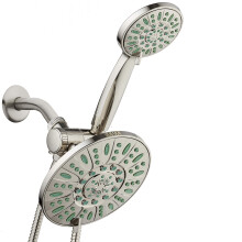 AquaDance Antimicrobial/Anti-Clog High-Pressure 30-setting Rainfall Shower Combo Microban Nozzle Protection from Growth of Mold Mildew & Bacteria B