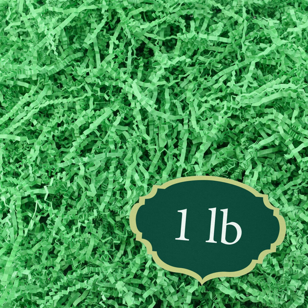 Arcadia Garden Products 1 lbs - Green Crinkle Shredded Color Paper Filler Box Stuffing for Gift Wrapping & Crafts  Basket Filling  Confetti  Packaging