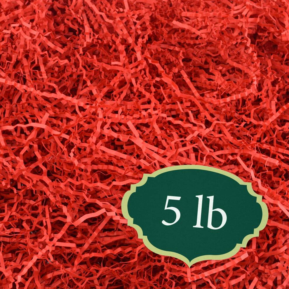 Arcadia Garden Products 5 lbs - Red Crinkle Shredded Color Paper Filler Box Stuffing for Gift Wrapping & Crafts  Basket Filling  Confetti  Packaging &