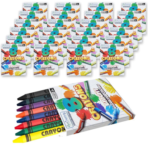 ArtCreativity Bulk Crayon Pack, 24 Set med 8 Kritor (192st), Klassrumskritor för Studenter