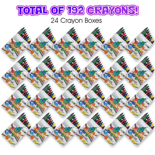 ArtCreativity Bulk Crayon Pack, 24 Set med 8 Kritor (192st), Klassrumskritor för Studenter 1