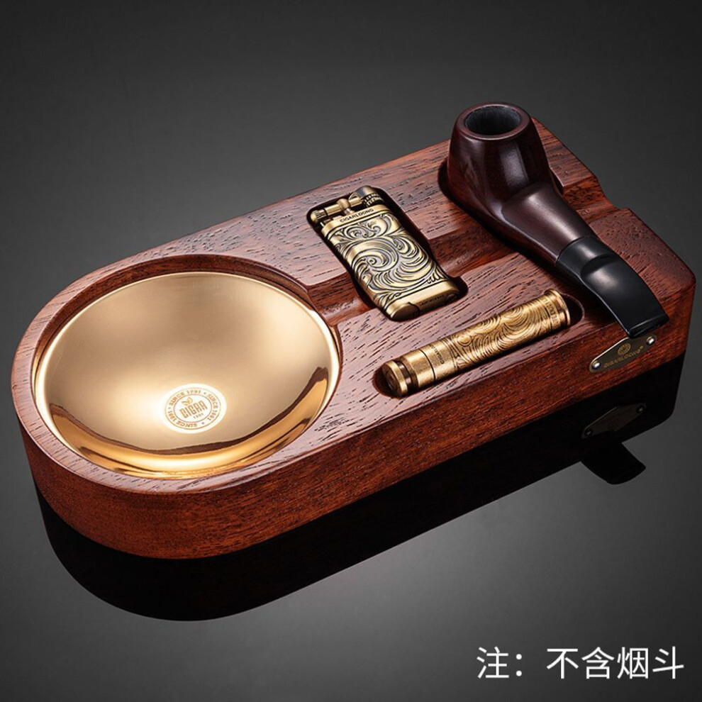 Yeuligo Eggplant Cigarloong Dragon Cigar Ashtray Cigar Lighter Tobacco Pipe Pressing Bar 3 Pieces Suit Gift Box Packaging