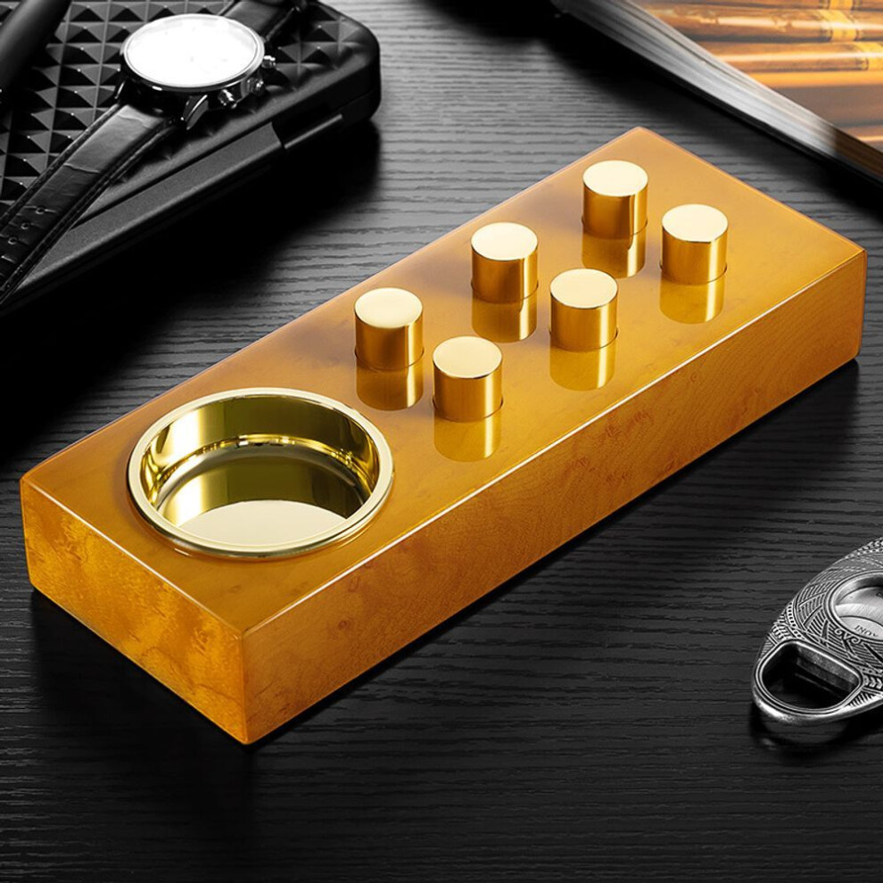 Eggplant Cigar Ashtray Piano Lacquer Solid Wood Base Copper Embryo Electroplating Ashtray Cg-24hl Green-image-OPC-PGBVX9S-NEW