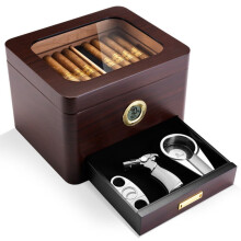 Eggplant Dragon (cigarloong) Cigar Box Layered Large Capacity Viewing Window Mellow Cedar Wood Smoking Set Three Pieces