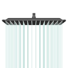 AULEEND Square Shower head High Flow Stainless Steel Square Rainfall Shower Head High Pressure Design Even at Low Water Flow (A03 Matte Black 16 In