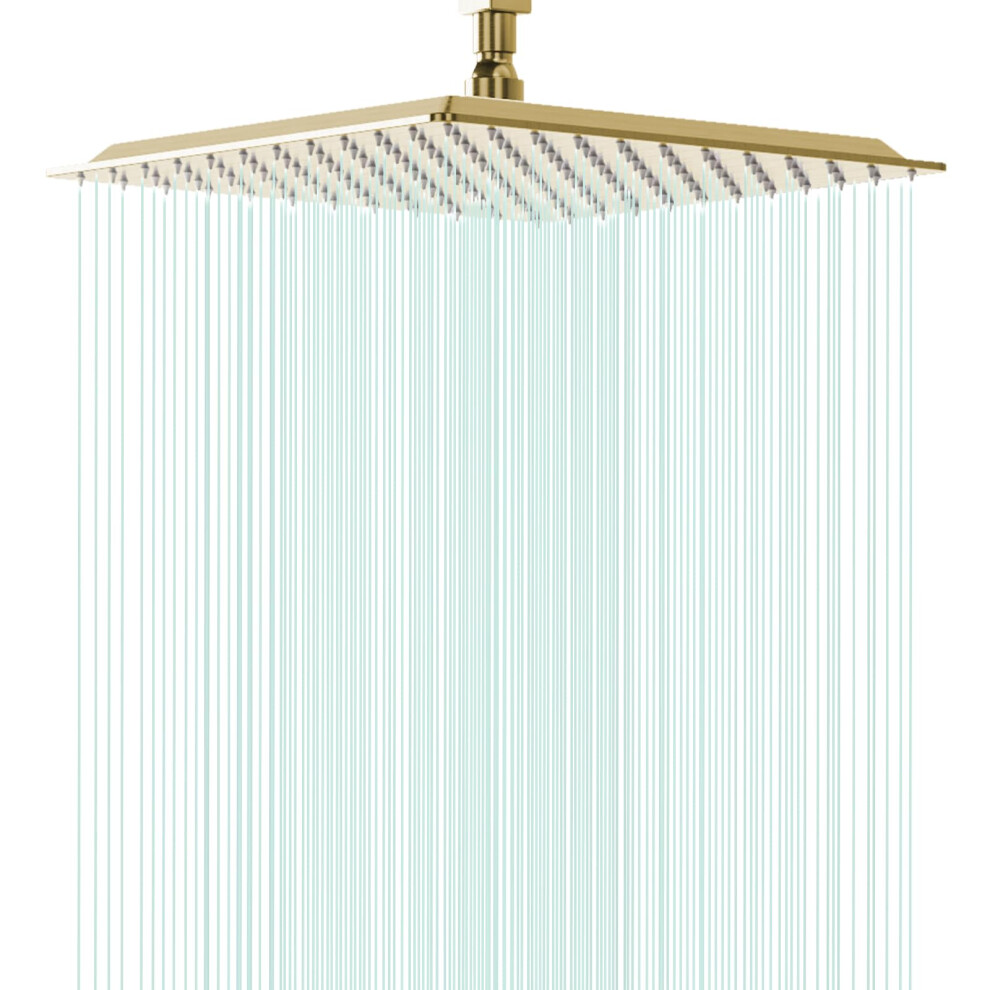 Auleend Square Shower Head High Flow Stainless Steel Square Rainfall Shower Head High Pressure Design Even At Low Water Flow (A04 Brushed Gold 12 I 764479214756