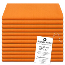 Aunti Em's Kitchen Apricot Cotton Napkins Cloth 20 x 20 Oversized 100% Natural Bulk Linens for Dinner Events Weddings Set of 12