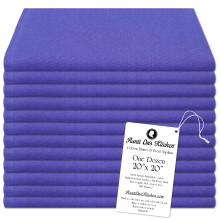 Aunti Em's Kitchen Blueberry Cotton Napkins Cloth 20 x 20 Oversized 100% Natural Bulk Linens for Dinner Events Weddings Set of 12