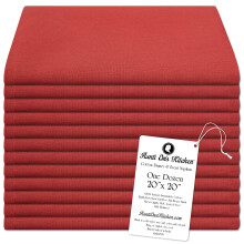 Guardanapos de Algodão Vermelho 20 x 20, Conjunto de 12 Linhos Naturais para Jantares, Eventos, Casamentos