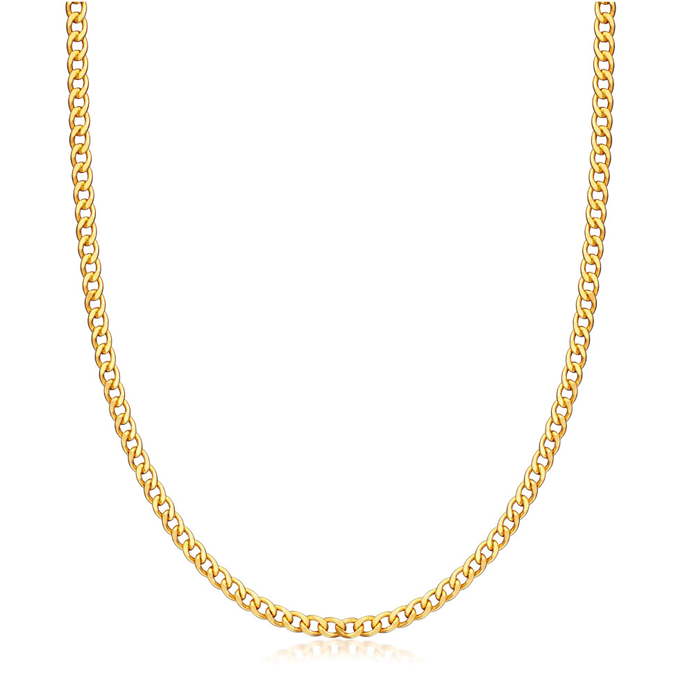Collier Barzel plaqu    or 18 carats     mailles cubaines (2 mm, 3 mm, 4 mm, 5 mm) pour femme ou homme - Fabriqu    au Br   sil (40,6 cm, or 4 mm)