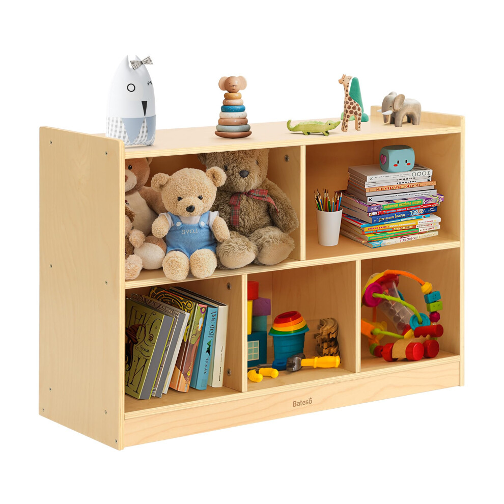 Bateso Toy Storage Organizer, 2-Tier Kids Bookshelf, 5 Cube Kids' Bookcases-image
