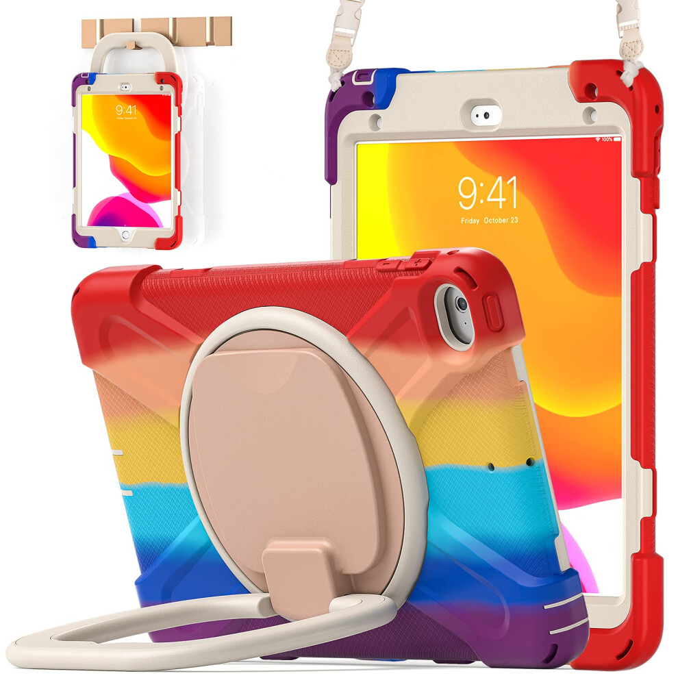 Batyue Custodia Per Ipad Mini 5, Custodia Per Ipad Mini 4, Resistente Antiurto Con Portamatite, Supporto Girevole A 360°, Tracolla; Custodia Per Ipad Mini 5A/4A Generazione Da 7,9 Pollici; Per Bambini (Rosso Colorato)-image