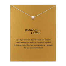 Baydurcan Pearl Necklace Pearl Pendant Chain Necklace with Message Card Birthday Gift Card Necklace(Silver Pearl)