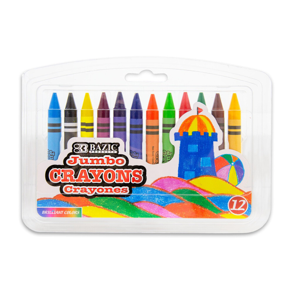 Tepe Bazic Crayons Jumbo 12 Color Assorted Color Coloring Crayon Set Non Toxic Drawing Crayons For School Art Gift For Kids Artist (12/Pack) 1-Pack