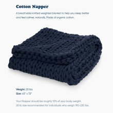 Bearaby Cotton Hand-Knit Weighted Blankets for Adults - Chunky Knit Blanket - Sustainable Breathable Organic Cooling Weighted Blanket - Machine Was