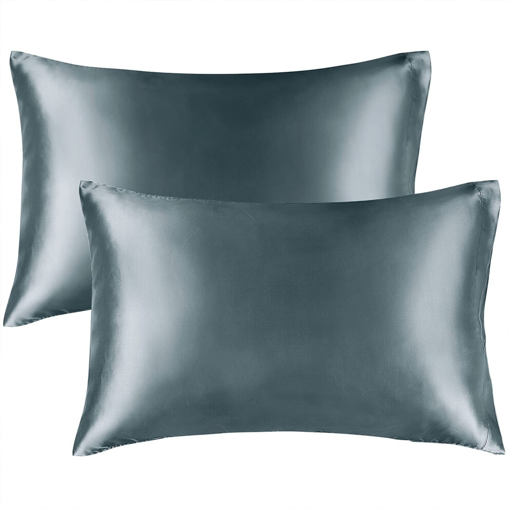 Taie d'oreiller en satin BEDELITE pour cheveux et peau, lot de 2 taies d'oreiller Queen, super douces et soyeuses, gris sid   ral, avec fermeture