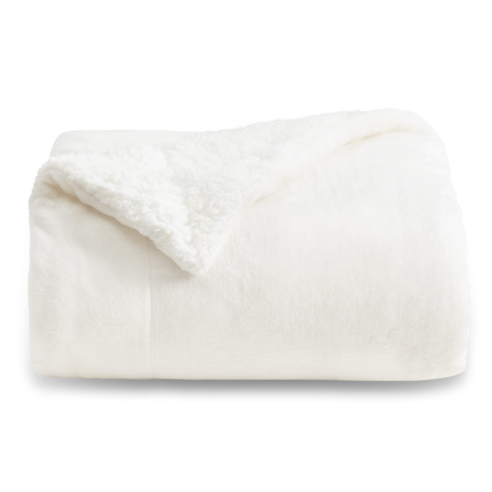 Bedsure Sherpa Fleece Throw Blanket for Couch - Thick and Warm Blanket for Winter Soft Fuzzy Plush Throw Blanket for All Seasons White 50x60 Inches