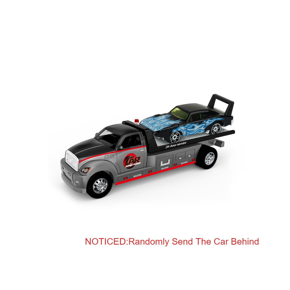 Photos - Toy Car  Scale 1:64 Container Alloy Trailer Model  Diecast Metal Movable Joint Pull Back Rescue Engineering Veh(Flatbed Grey)