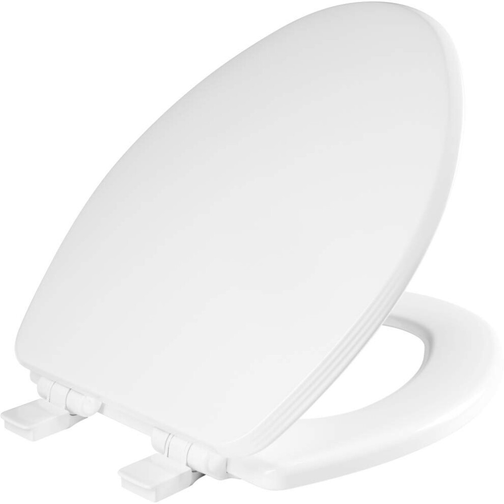 Bemis Ashland Modern Wood Toilet Seat with Decorative Edge  Slow Close  Secure Hinges  Elongated  Cotton White