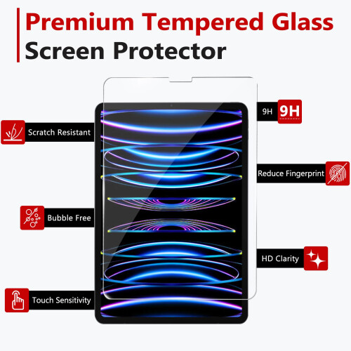 Protetor de tela Bersem compat   vel com iPad Pro 12,9 polegadas (modelos 2022 e 2021 e 2020 e 2018) Temperado Vidro Ultra Clear Anti-arranh   o Kit 2