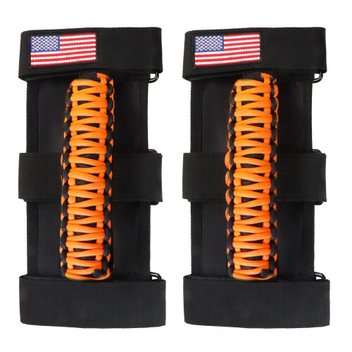 BESTAOO Paracord Grab Handles For Ford Bronco 2021-2025 - 4 Pack Orange Roll Bar Handles