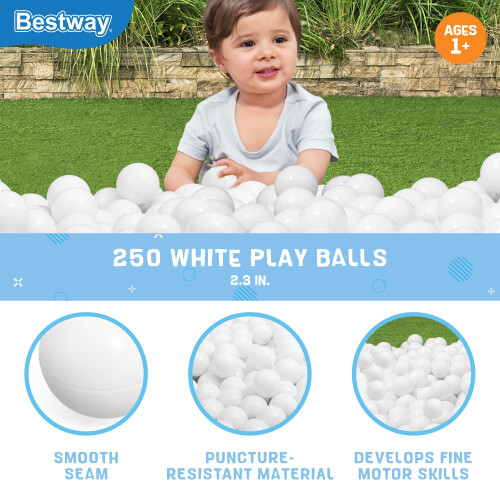 Bestway Bolas de Plástico Brancas Bestway 250ct | Ótimas para Playpens, Piscinas de Bolas e Piscinas Infantis 1