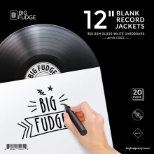 Big Fudge Pro Blank Album Jackets. 20 Album Covers (350GSM) Record Jackets. 12 tommer LP Vinyld?ksel til vinylrekord indre ?rmer og ydre ?rmer. L