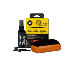 Big Fudge Vinyl Record cleaning Kit - complete 4-in-1 - Includes Ultra-Soft Velvet Record Brush  XL cleaning Liquid  Stylus Brush and Storage Pouch Wi