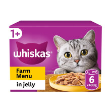 Whiskas 1+ Farm Menu Adult Wet Cat Food in Jelly - (6 Pack Tin) × 4