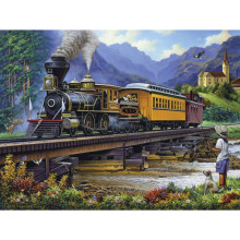 Bits and Pieces - 300 Piece Jigsaw Puzzle for Adults - Old Stream Train - Locamotive Track Rail Bridge Jigsaw Puzzle by Artist Oleg Gavrilov Com