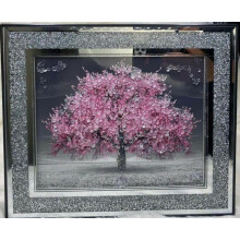 Biznest CRUSHED CRYSTAL SILVER BLOSSOM TREE MODERN 3D GLITTER LIQUID ART CRUSH FRAME PICTURE WALL ART 55x45cm