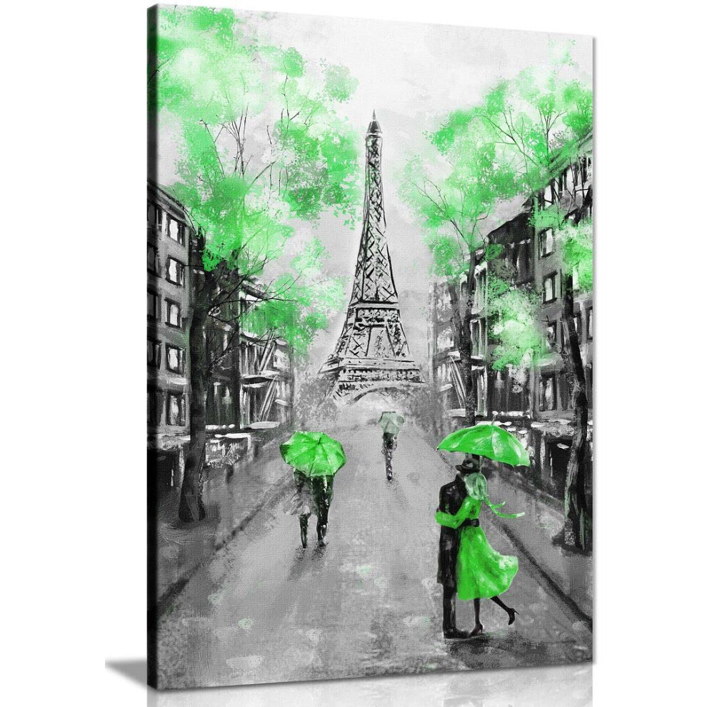 Tableau noir et blanc vert de Paris, toile murale, d   coration d'int   rieur, 61 x 41 cm (24 x 16 pouces)