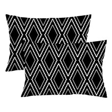 Capa de Almofada Preta e Branca Queen Tamanho Conjunto de 2 Capa de Almofada Lumbar Boho Aztec