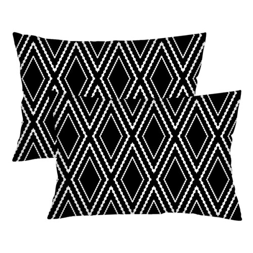 Capa de Almofada Preta e Branca Queen Tamanho Conjunto de 2 Capa de Almofada Lumbar Boho Aztec