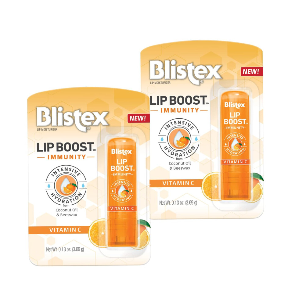 Blistex Lip Boost Immunity  Lip Balm  Intensive Hydration  Vitamin C  Coconut Oil & Beeswax  Moisturizer (Pack of 2)