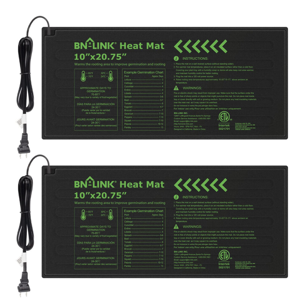 Tapis chauffant hydroponique durable BN-LINK pour semis, imperm   able, 10 x 2075, lot de 2, pour le d   marrage des semis en serre et la germination