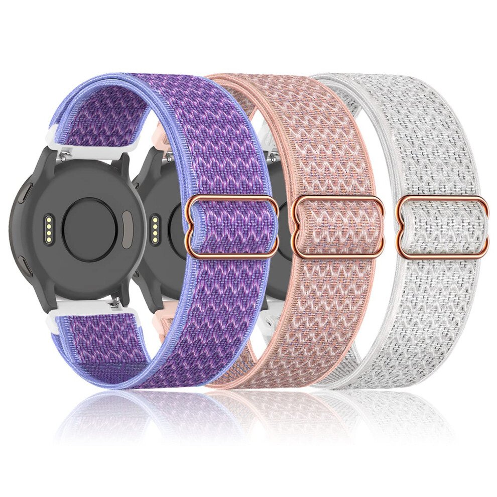 Lot de 3 bracelets de montre Bolesi en nylon extensible de 18 mm pour Garmin Venu 2S / Vivoactive 4S / Vivoactive 3S, bracelet sport souple     d   g