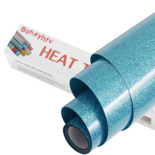 Bonnyhtv Sky Blue Glitter HTV Transfer de caldura Vinil Roll Glitter Fier pe vinil pentru cricut ?i silueta Cameo 12 """" X 5ft Glitter Vinil pentr
