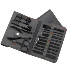 (gray) 16pcs/set Nail Clipper Cutter Trimmer Ear Pick Grooming Kit Manicure Set