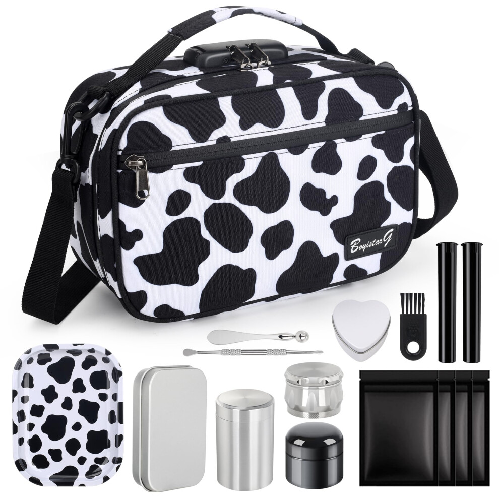 BOYISTARG Grande trousse de maquillage avec 11 petits articles, trousse de rangement portable pour maquillage avec serrure     combinaison pour la