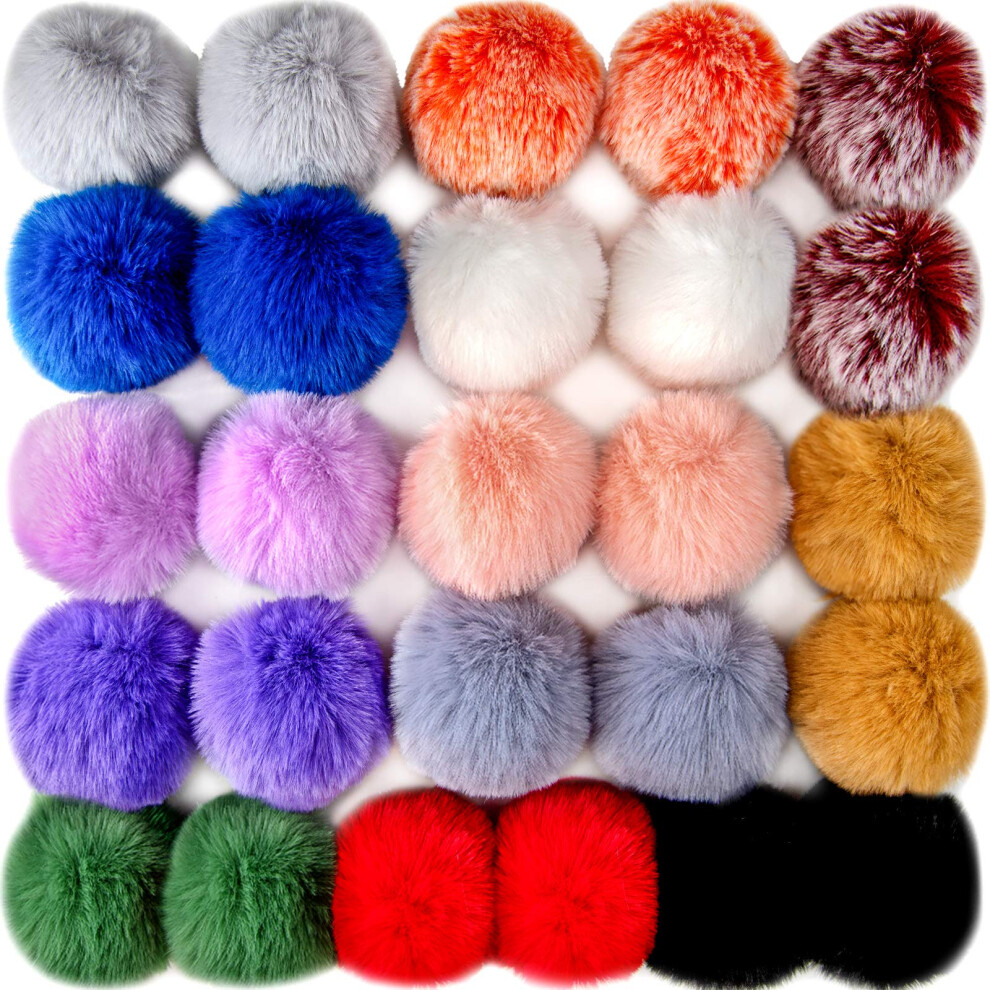 Bqtq 26 Pezzi Pom Pom Finte Pelliccia Pom Pom Per Donna E Ragazze Portachiavi Cappelli Borse Accessori (Colore Chiaro)-image